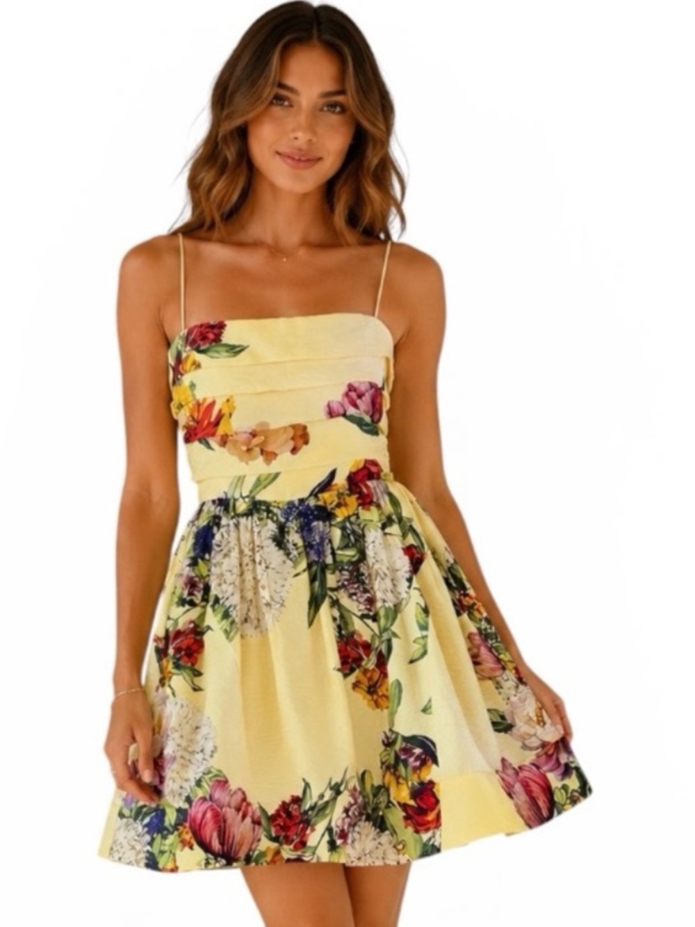 Maeve Anthropologie Floral Fit & Flare Mini Dress Smocked Back Sleeveless Sz M